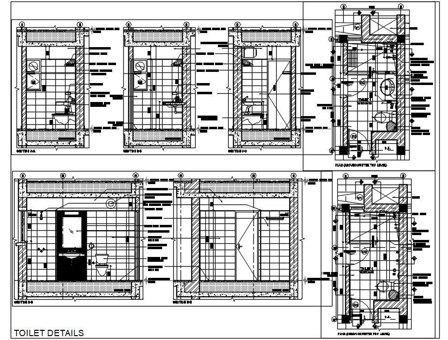 9'x5' Toilet Layout DWG with Elevation and Section Details